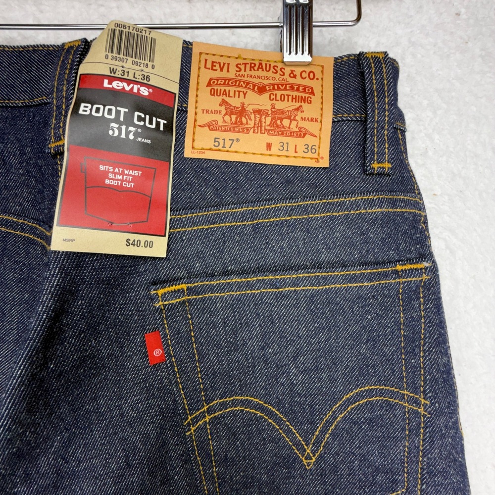 Levis 517 Boot Cut Jeans Mens 31x36 Dark Wash Indigo Rigid Denim 00517-0217 NEW